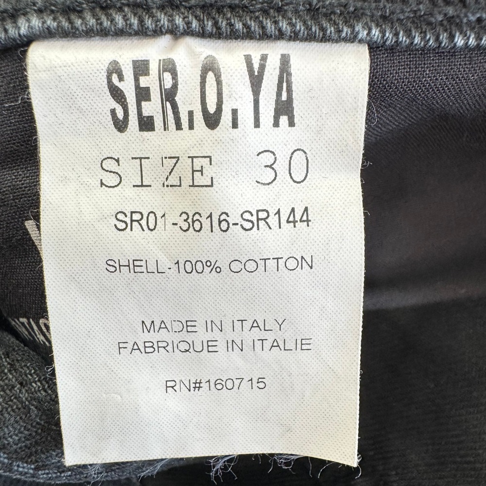 SER.O.YA Jack Distressed Denim Shorts Size 30 Black Made Italy NWT - Picture 5 of 13